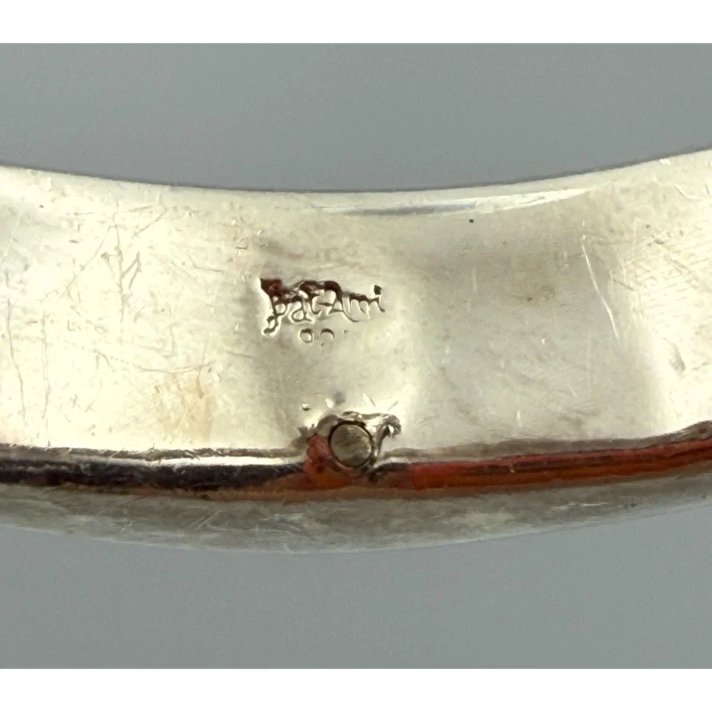 Bat-Ami Israel 925 Sterling Silver Square Cushion Puffed Bangle Bracelet Bold